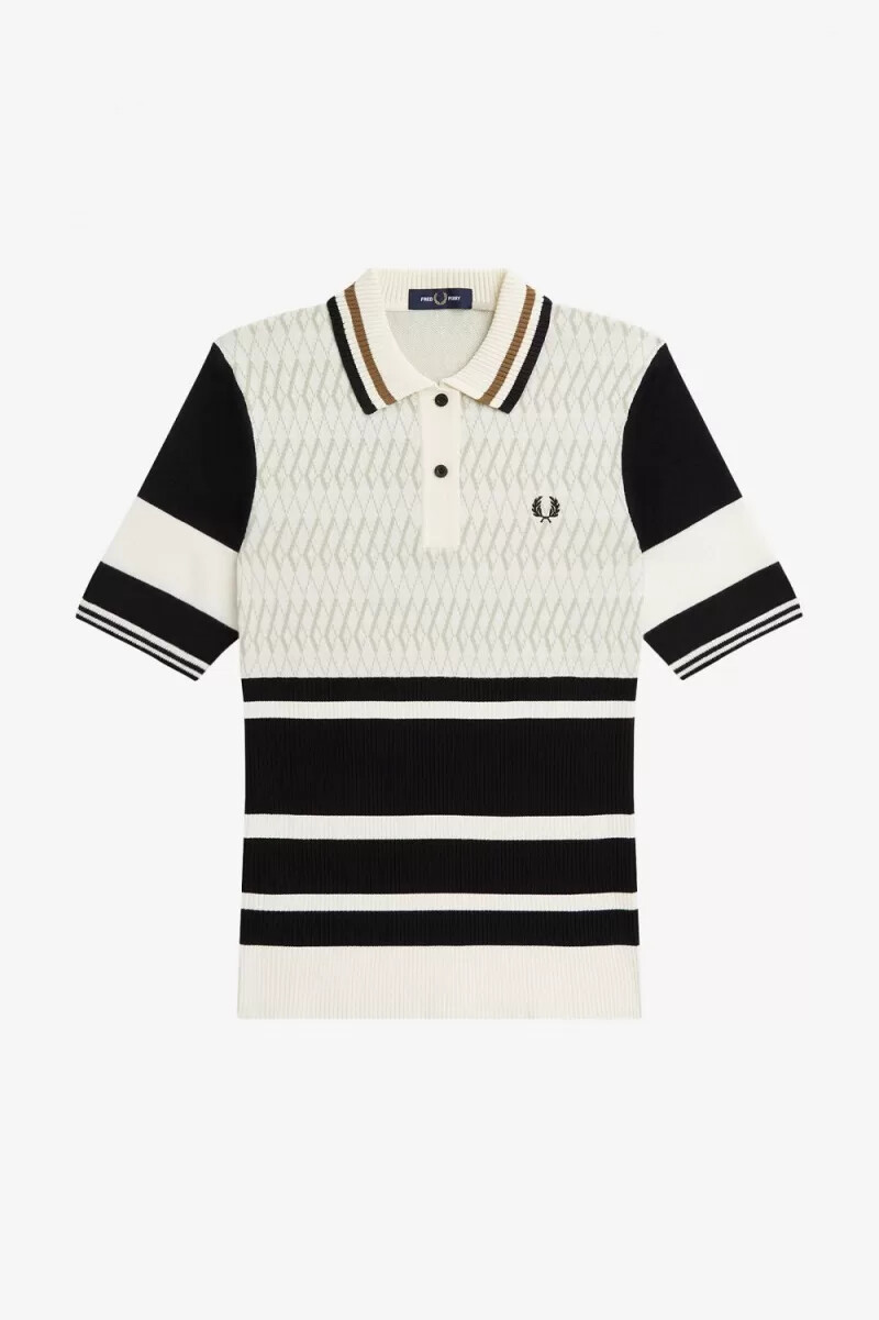 camisa de punto jacquard para mujer de fred perry en beige