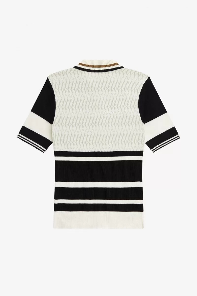 camisa de punto jacquard para mujer de fred perry en beige