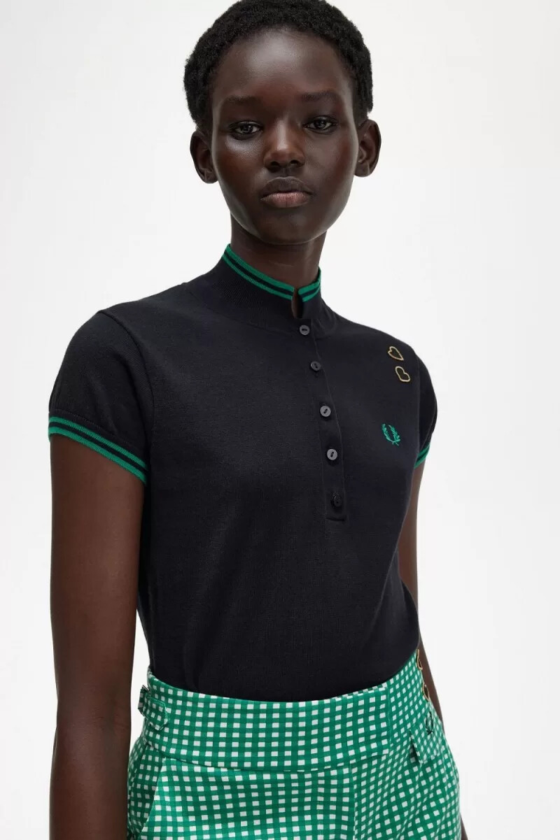 camisa de punto negra para mujer de fred perry