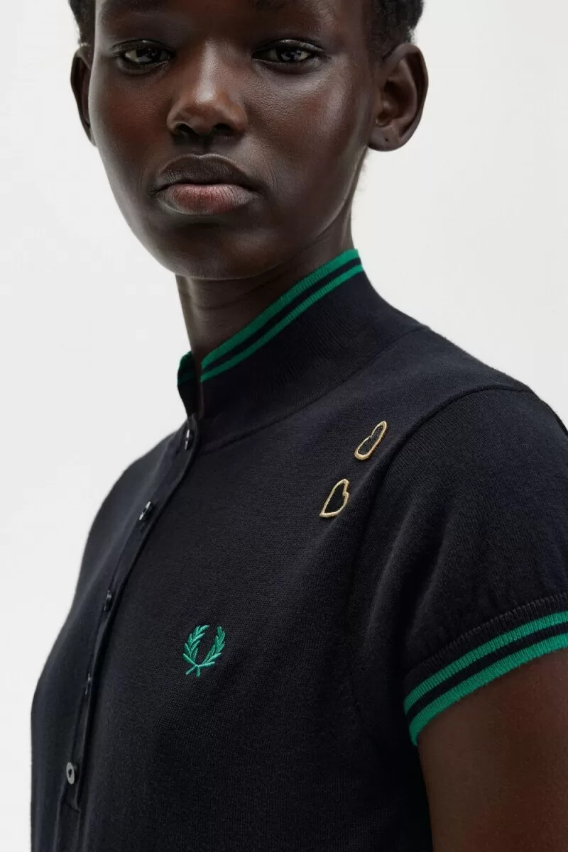 camisa de punto negra para mujer de fred perry