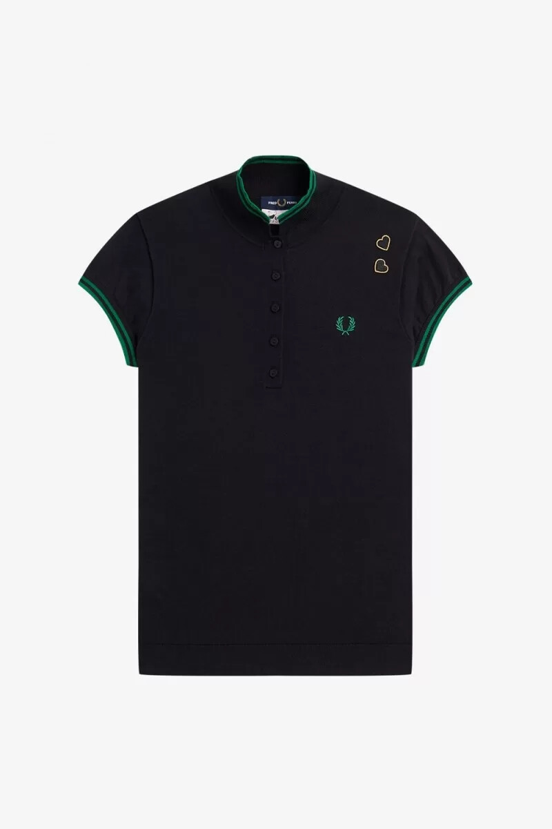 camisa de punto negra para mujer de fred perry