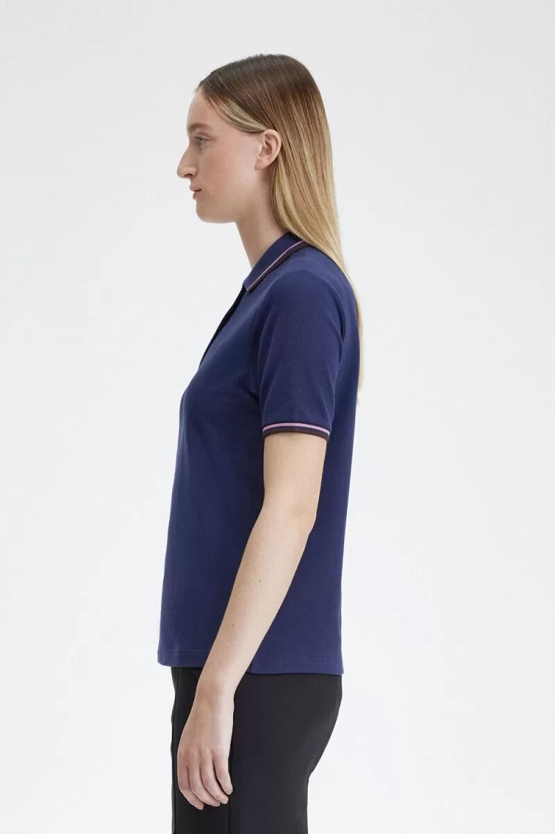 camisa fred perry g3600 para mujer azul marino francés rosa polvoriento rojo oscuro