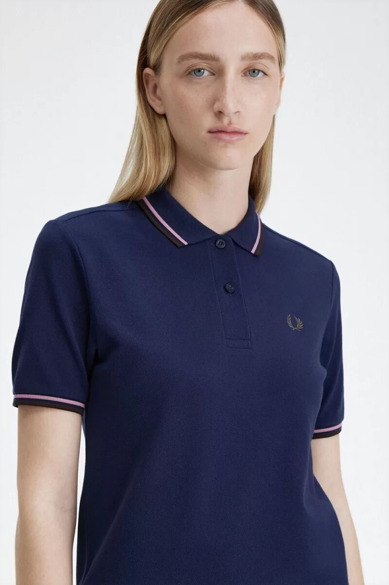 camisa fred perry g3600 para mujer azul marino francés rosa polvoriento rojo oscuro