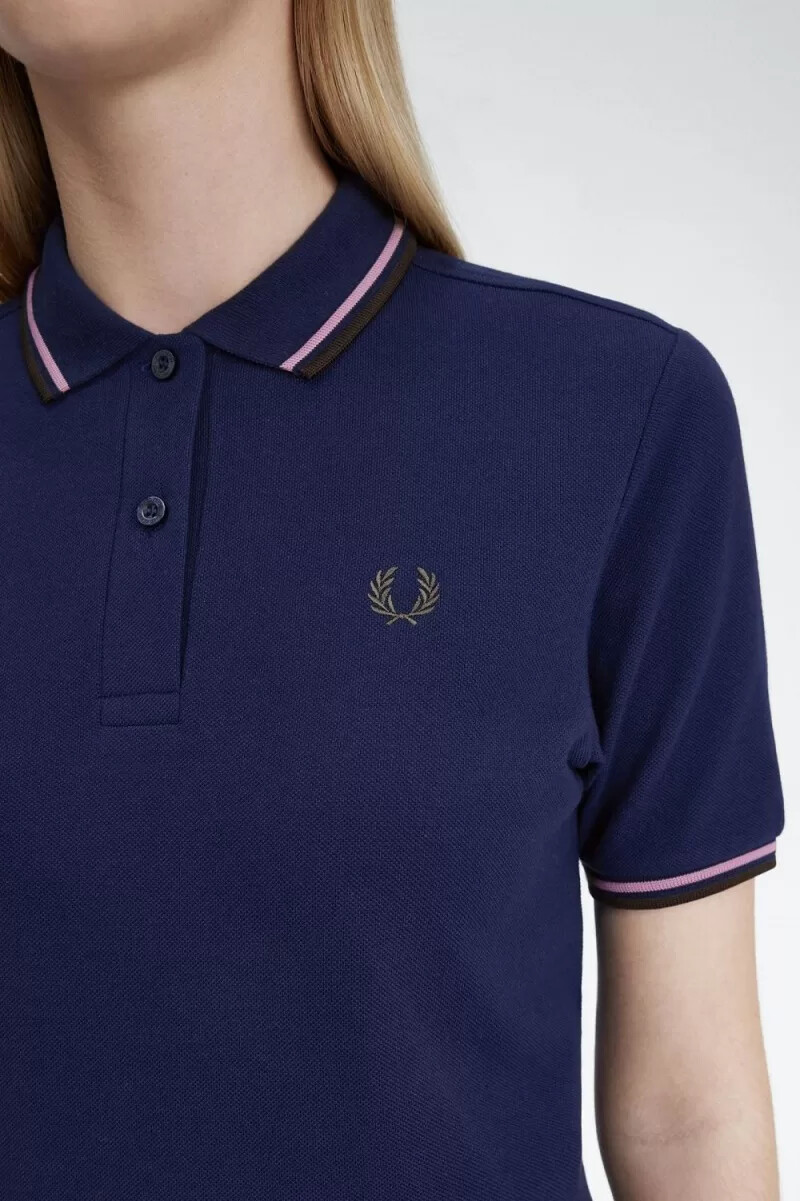 camisa fred perry g3600 para mujer azul marino francés rosa polvoriento rojo oscuro