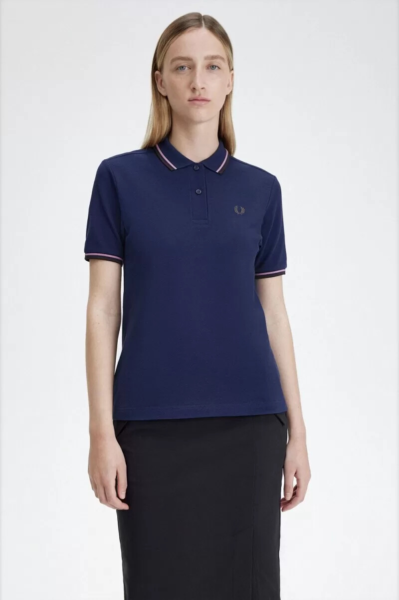 camisa fred perry g3600 para mujer azul marino francés rosa polvoriento rojo oscuro