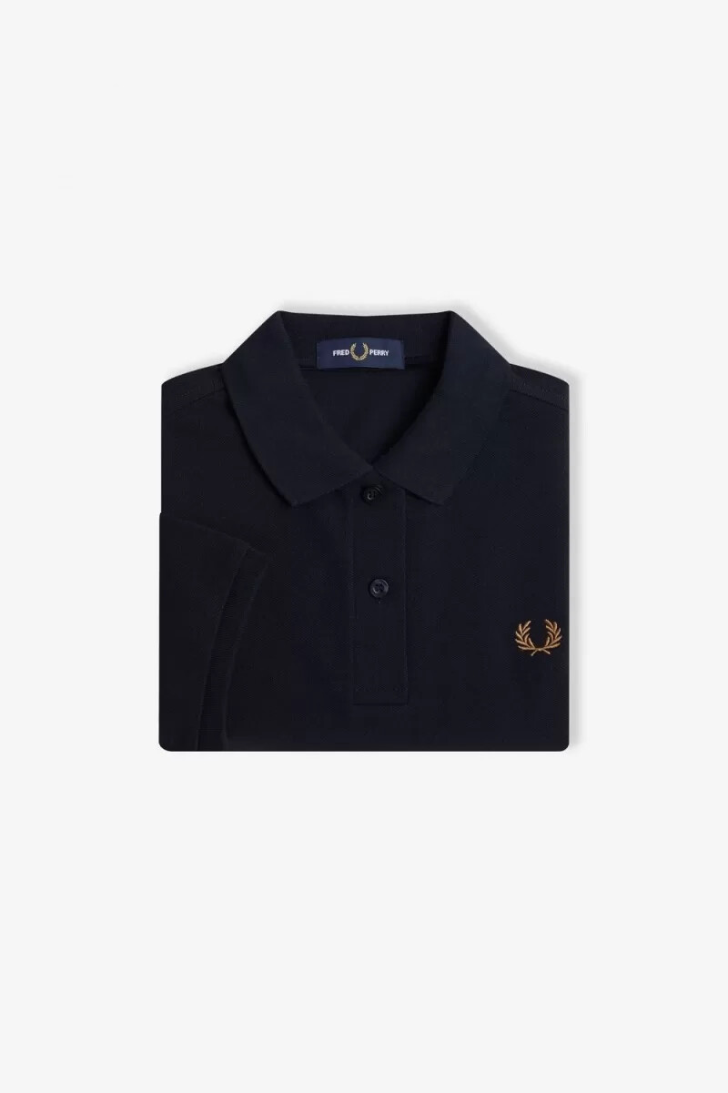 camisa fred perry g6000 para mujer color azul marino y marrón