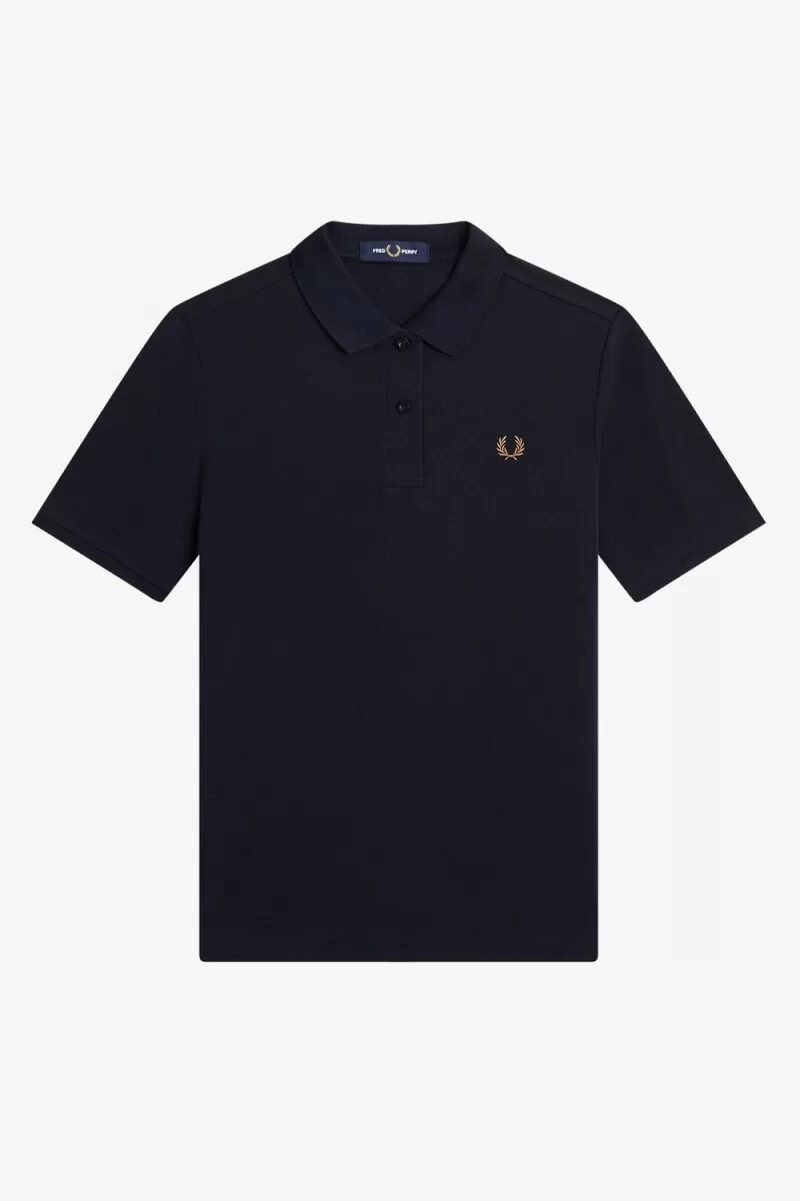camisa fred perry g6000 para mujer color azul marino y marrón