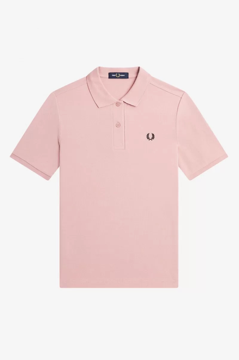 camisa fred perry g6000 para mujer color rosa polvoriento y negro