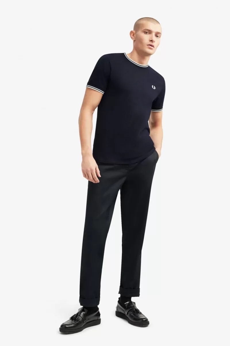 camiseta fred perry twin tipped para hombre azul marino