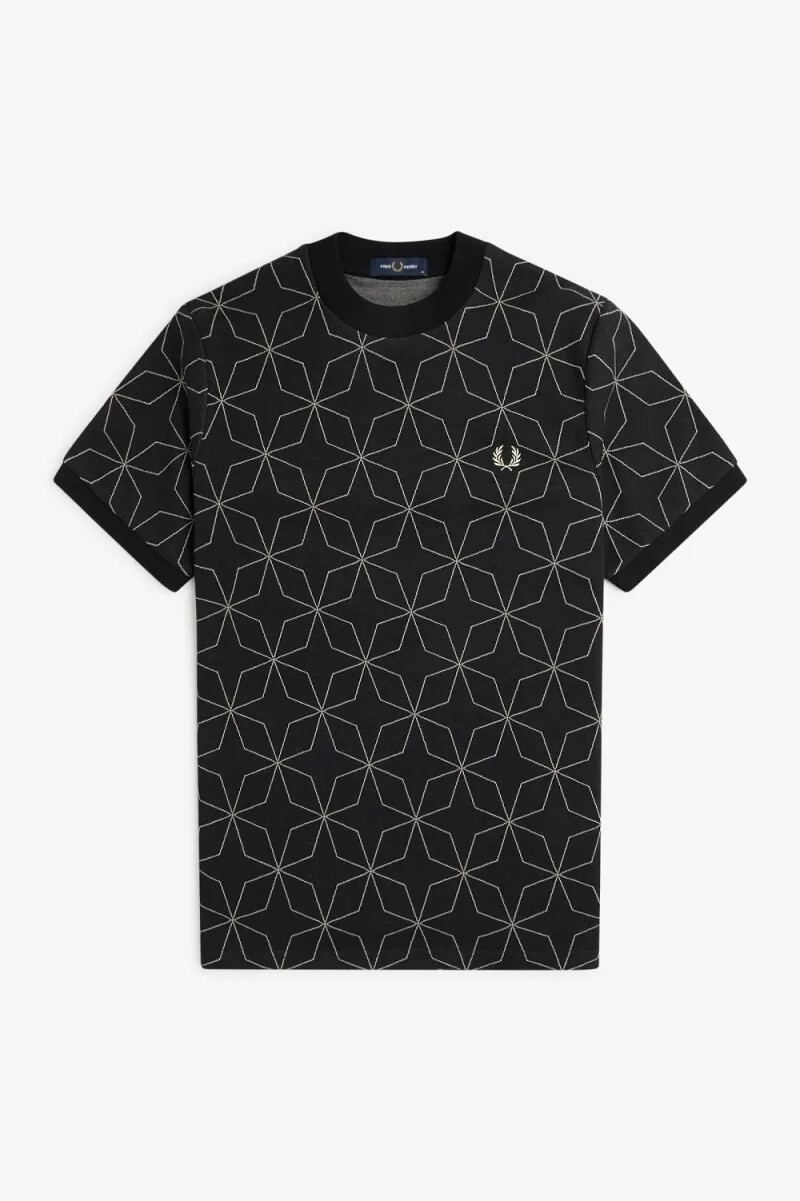 camiseta geométrica negra para hombre de fred perry