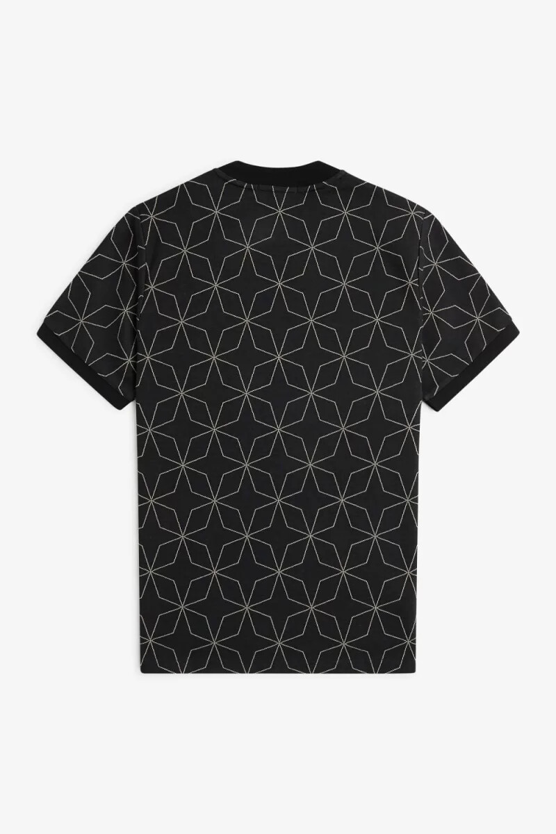 camiseta geométrica negra para hombre de fred perry