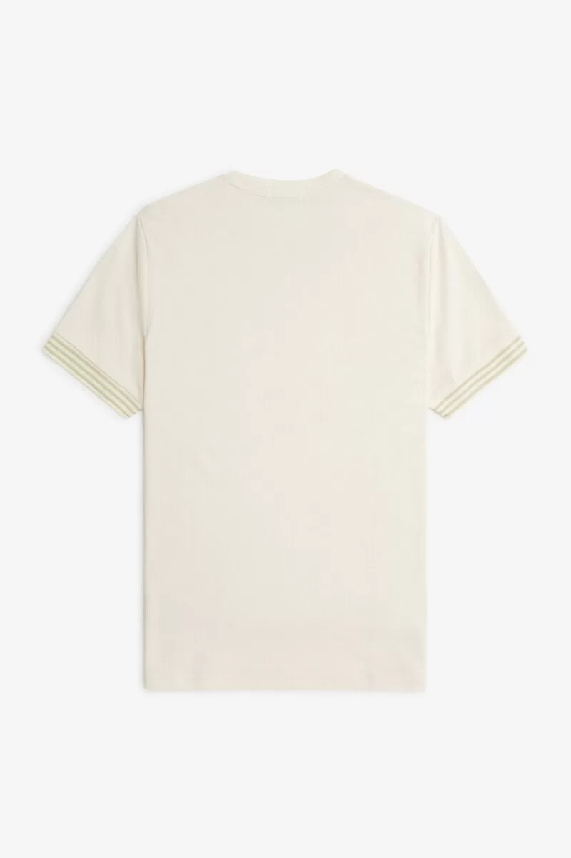 camiseta fred perry con puños a rayas para hombre en beige