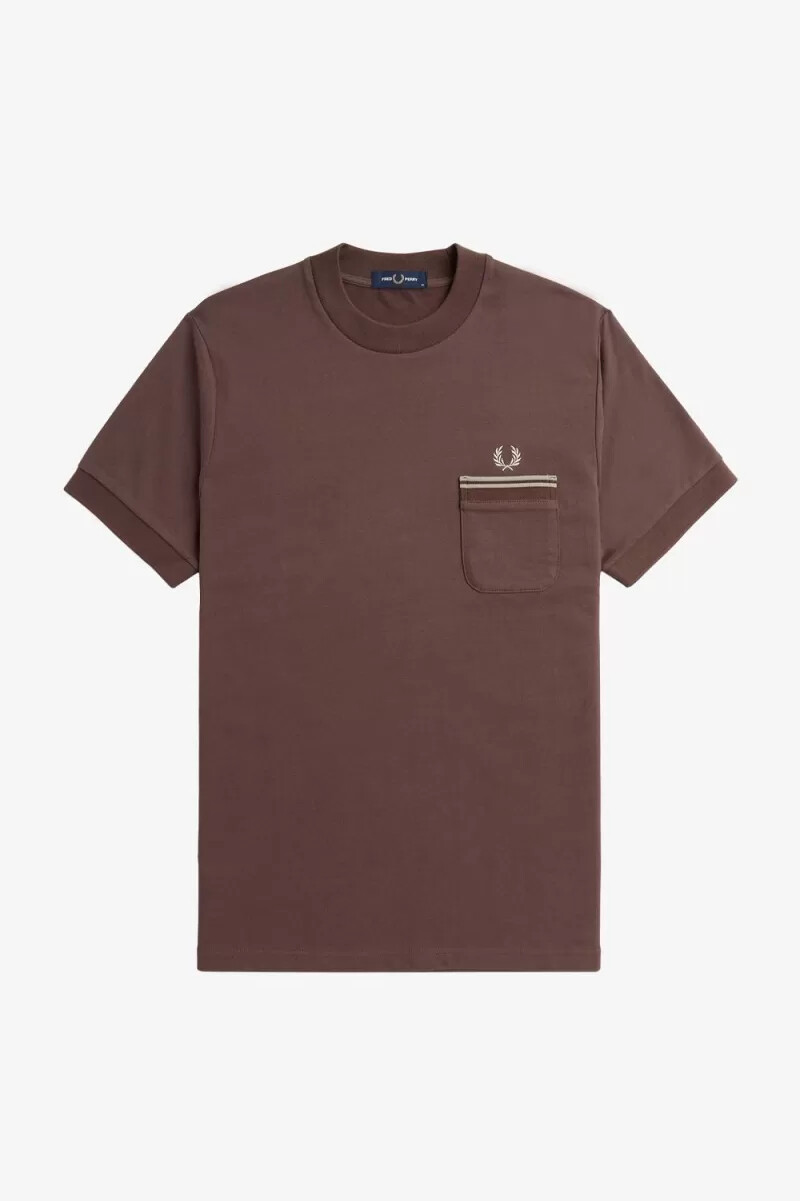 camiseta fred perry loopback jersey pocket para hombre color rojo oscuro