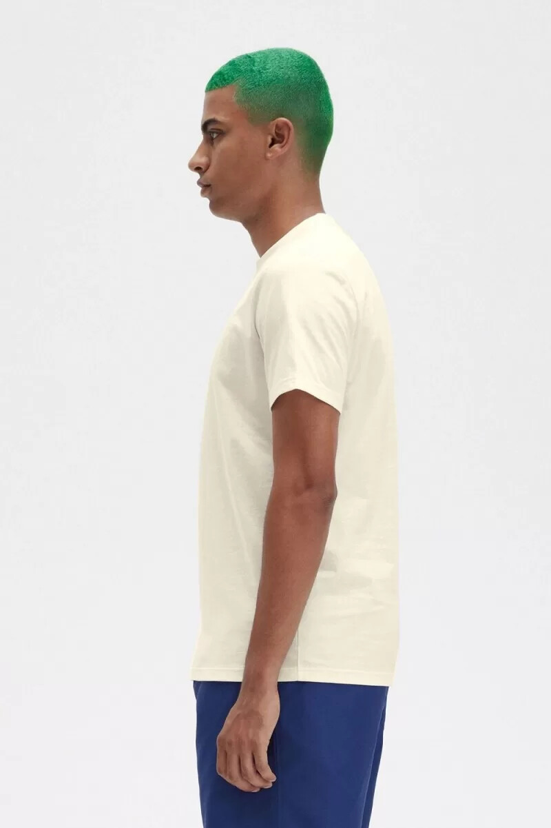 camiseta bordada fred perry para hombre en beige