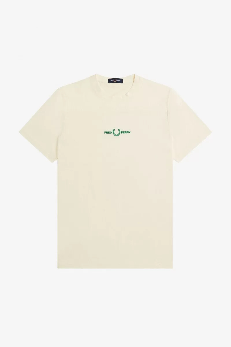 camiseta bordada fred perry para hombre en beige
