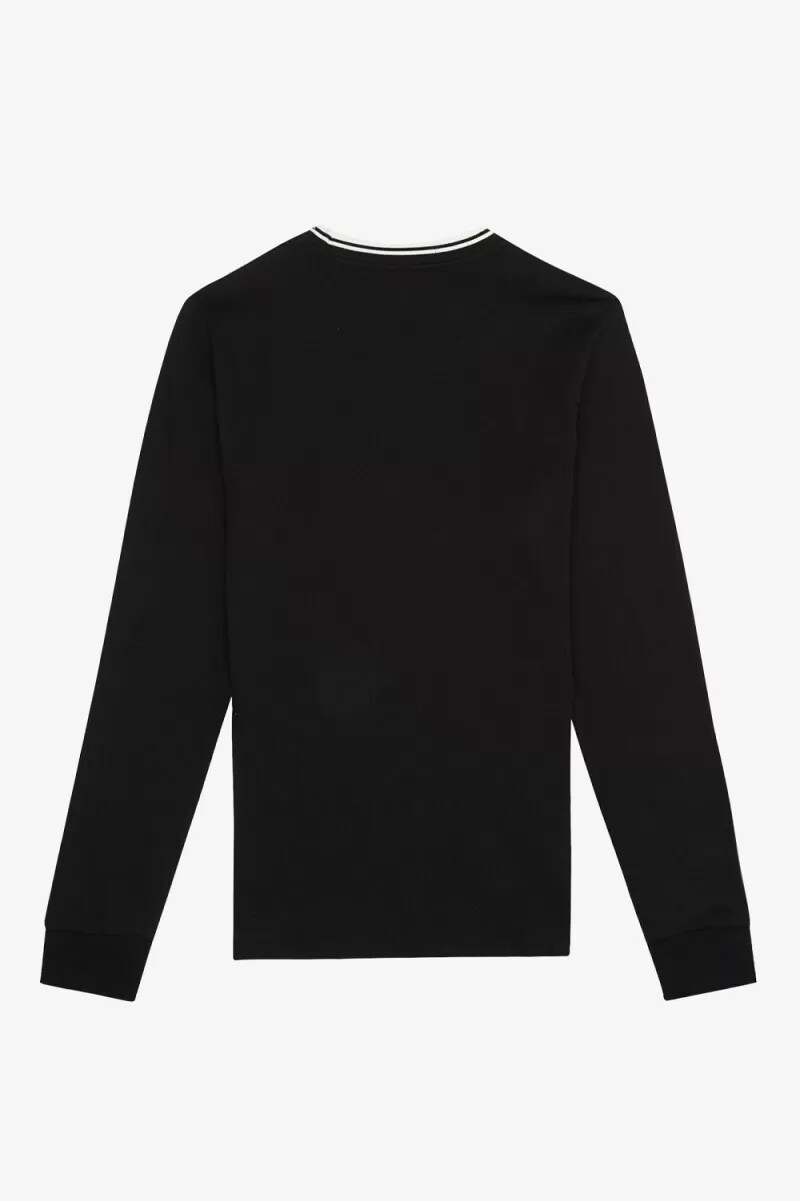 camiseta fred perry twin tipped para hombre negra