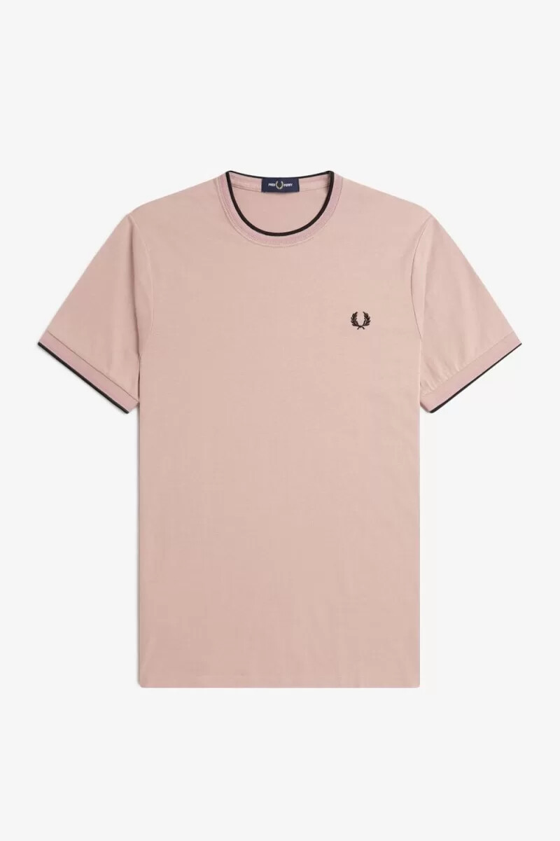 camiseta fred perry twin tipped para hombre rosa oscuro rosa polvoriento y negro
