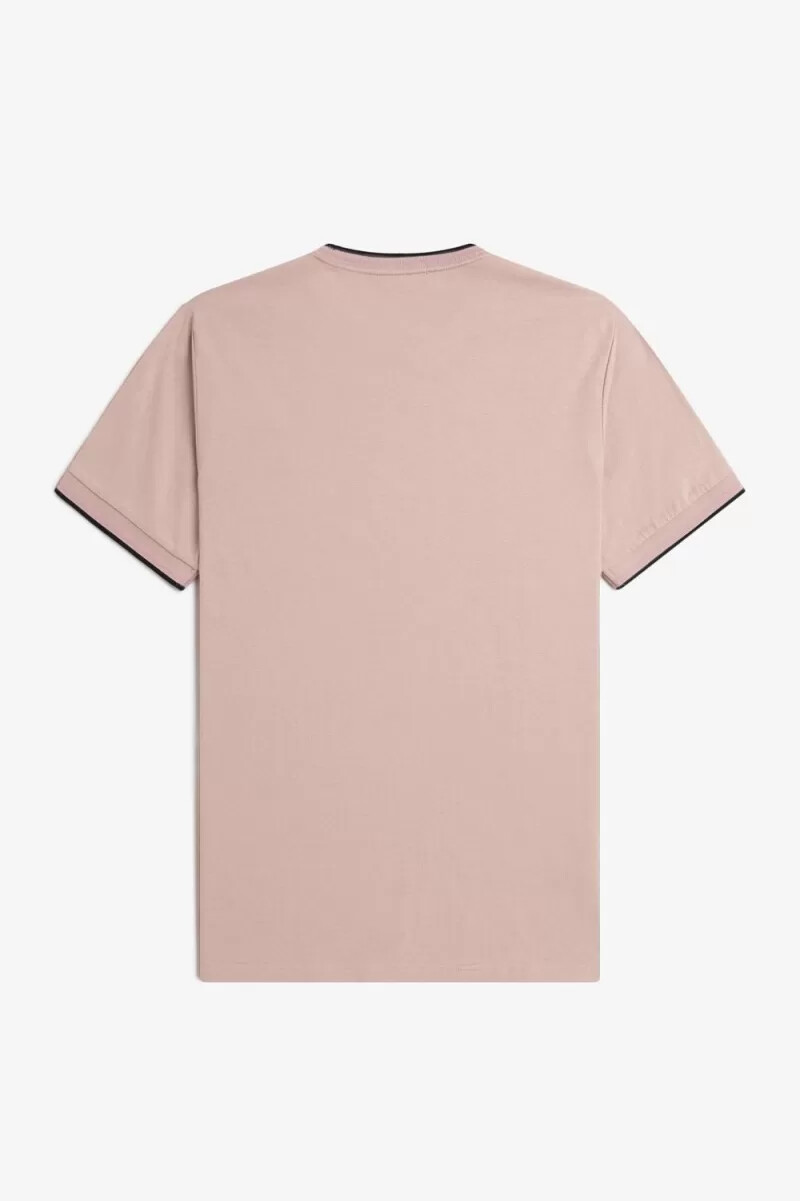 camiseta fred perry twin tipped para hombre rosa oscuro rosa polvoriento y negro