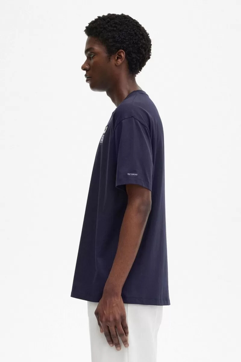 camiseta estampada fred perry para hombre azul marino