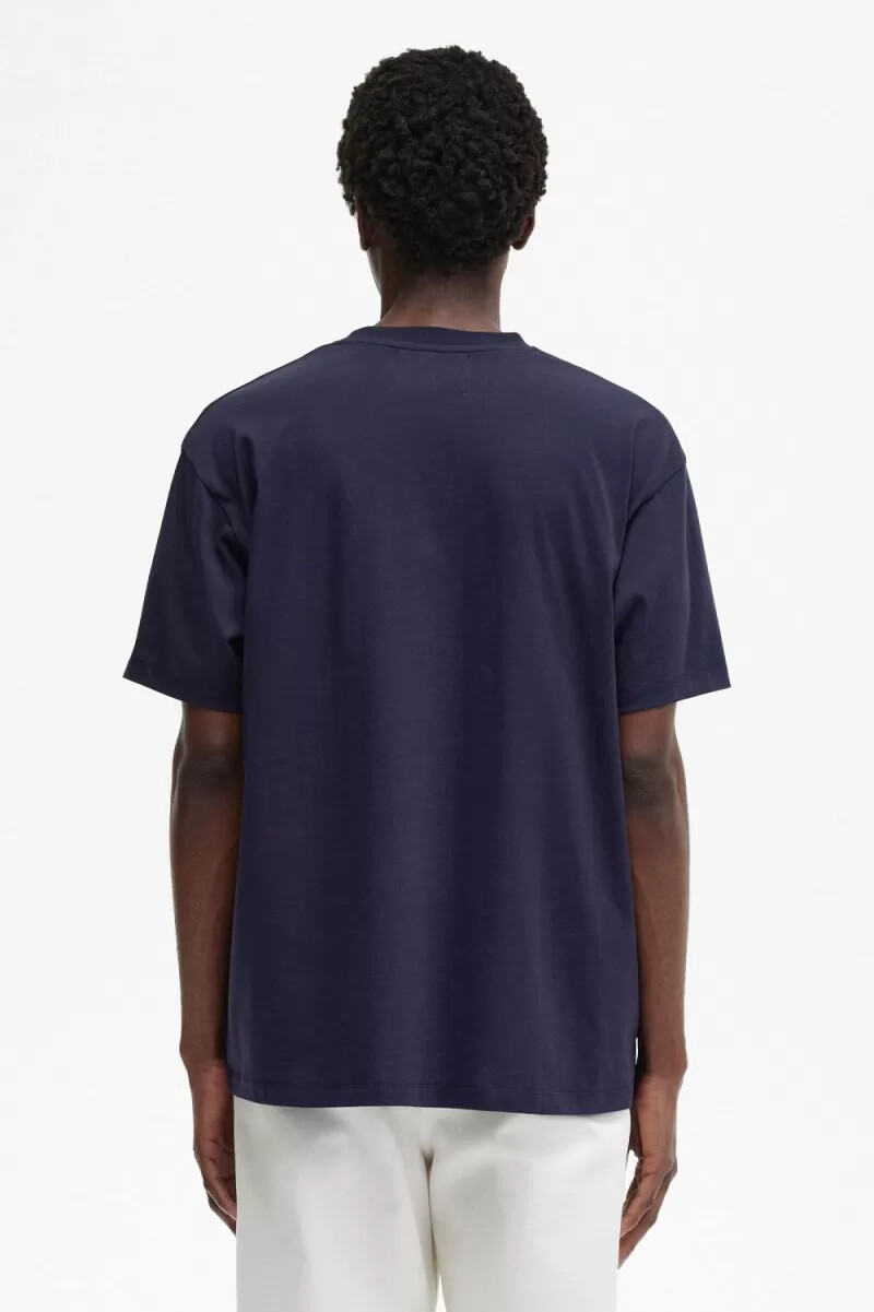 camiseta estampada fred perry para hombre azul marino