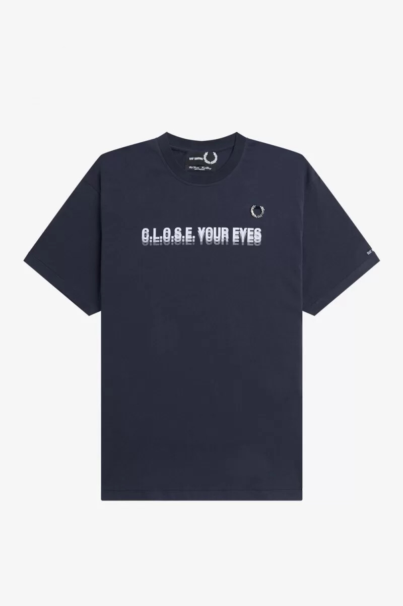 camiseta estampada fred perry para hombre azul marino