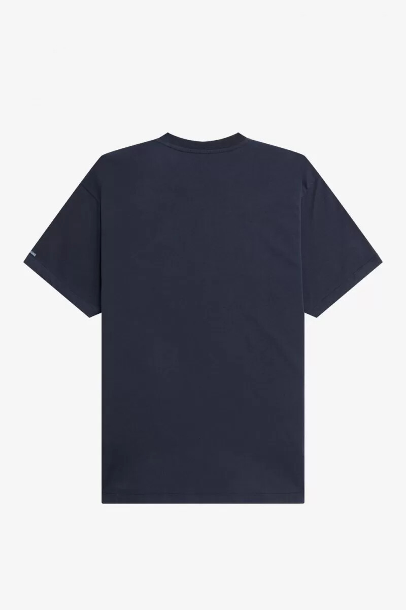 camiseta estampada fred perry para hombre azul marino