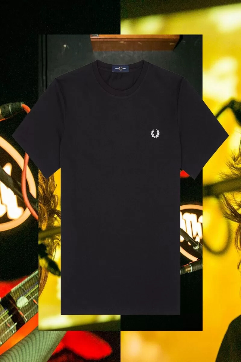 camiseta fred perry stockholm ringer para hombre color negro