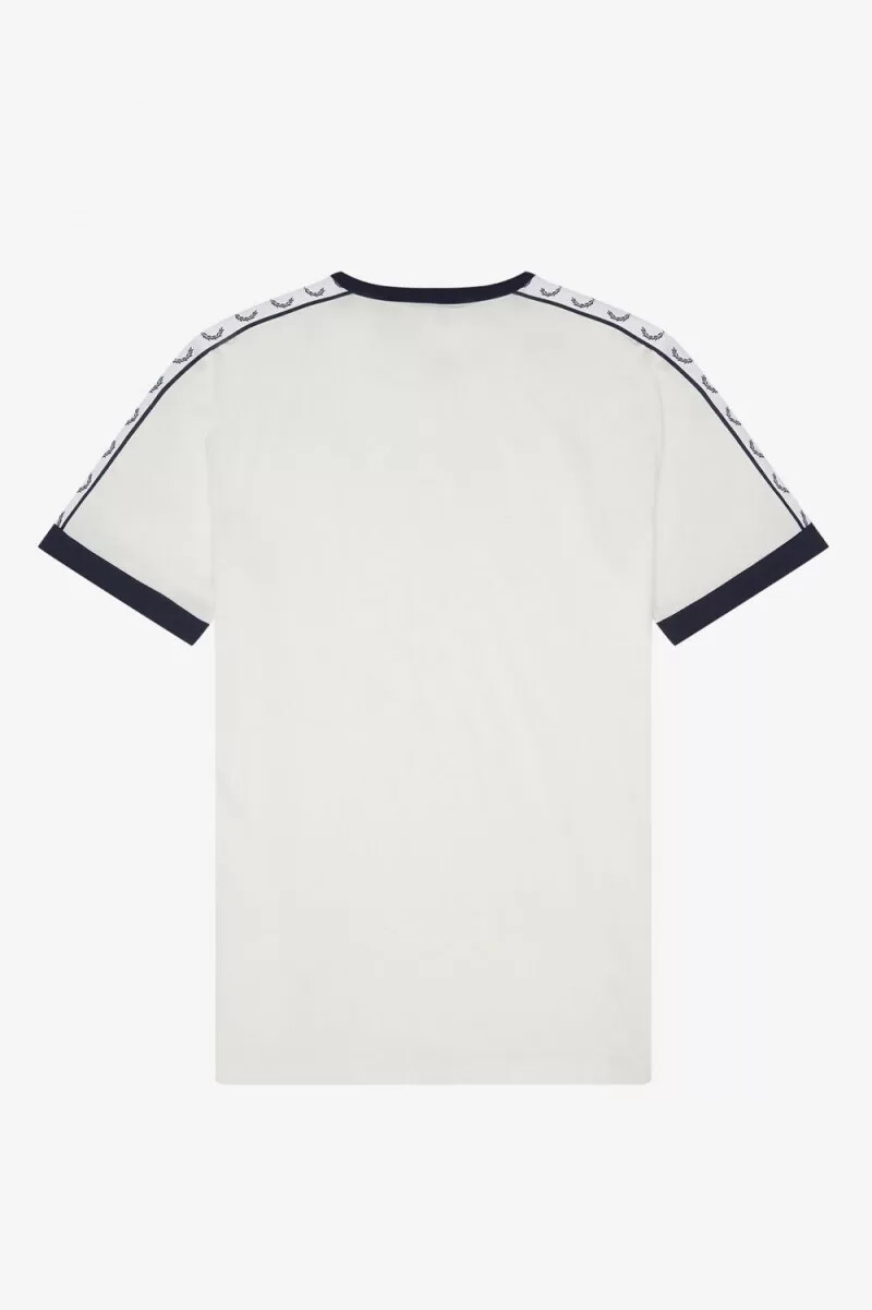 camiseta fred perry con ribetes en blanco nieve para hombre