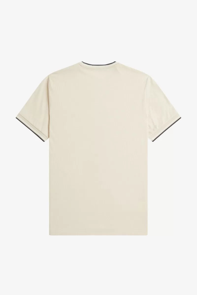 camiseta fred perry twin tipped para hombre color avena beige y negro