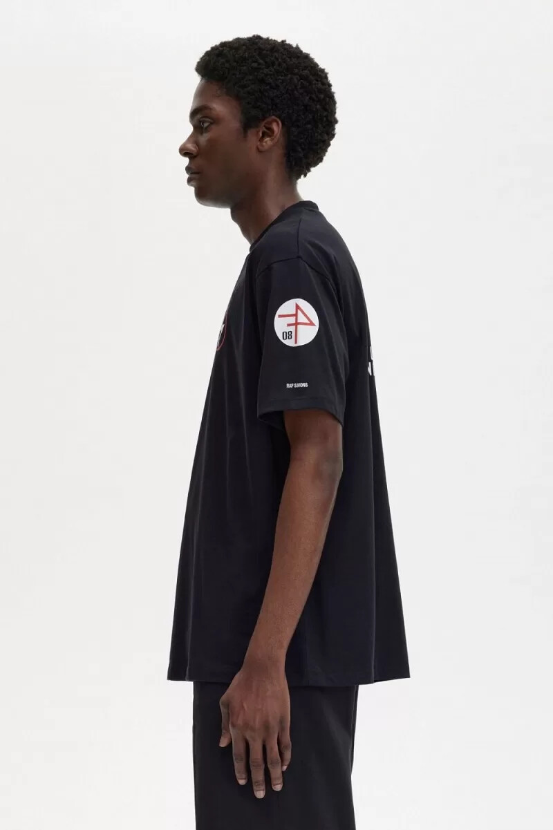 camiseta estampada fred perry para hombre negra