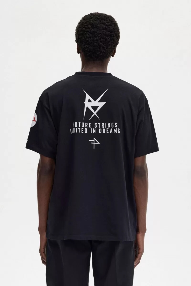 camiseta estampada fred perry para hombre negra