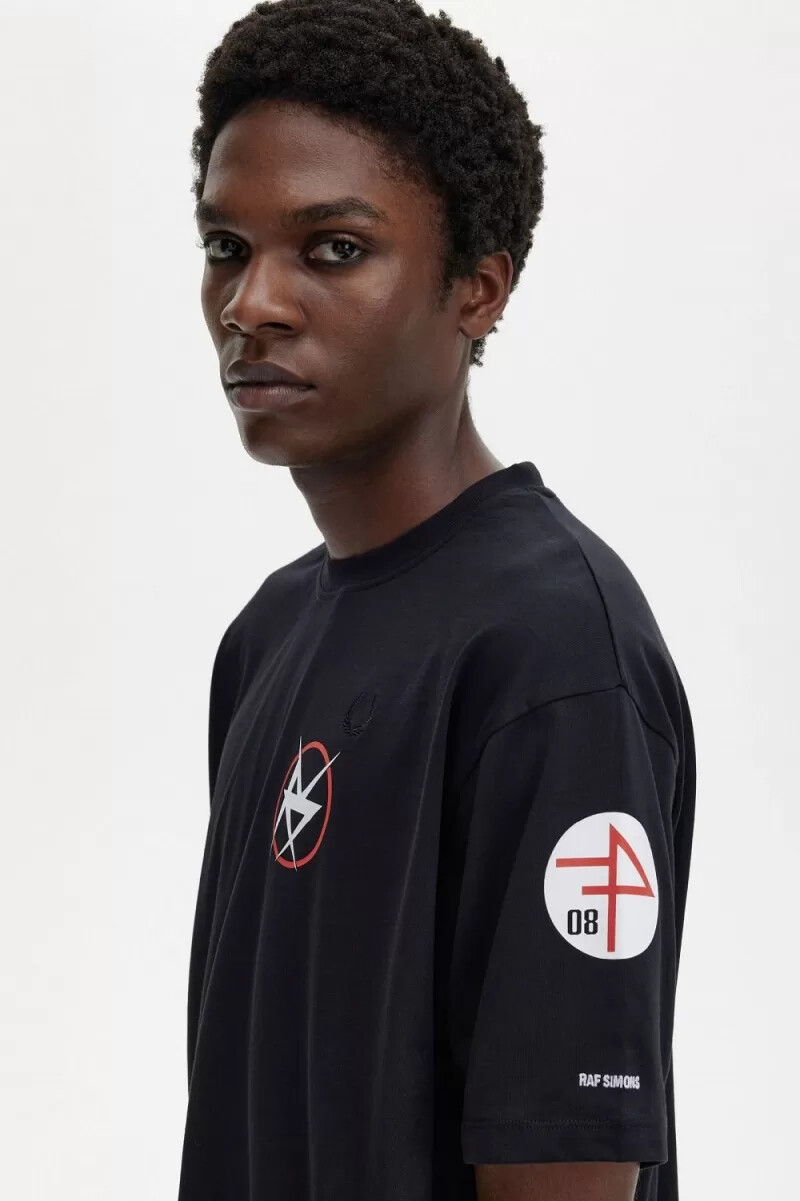camiseta estampada fred perry para hombre negra