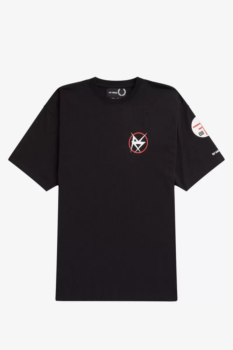 camiseta estampada fred perry para hombre negra