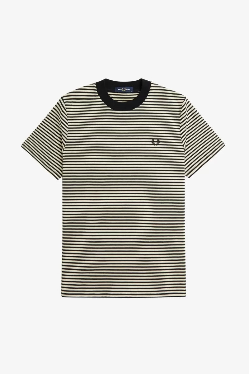 camiseta fred perry de rayas finas y peso pesado para hombre color negro avena