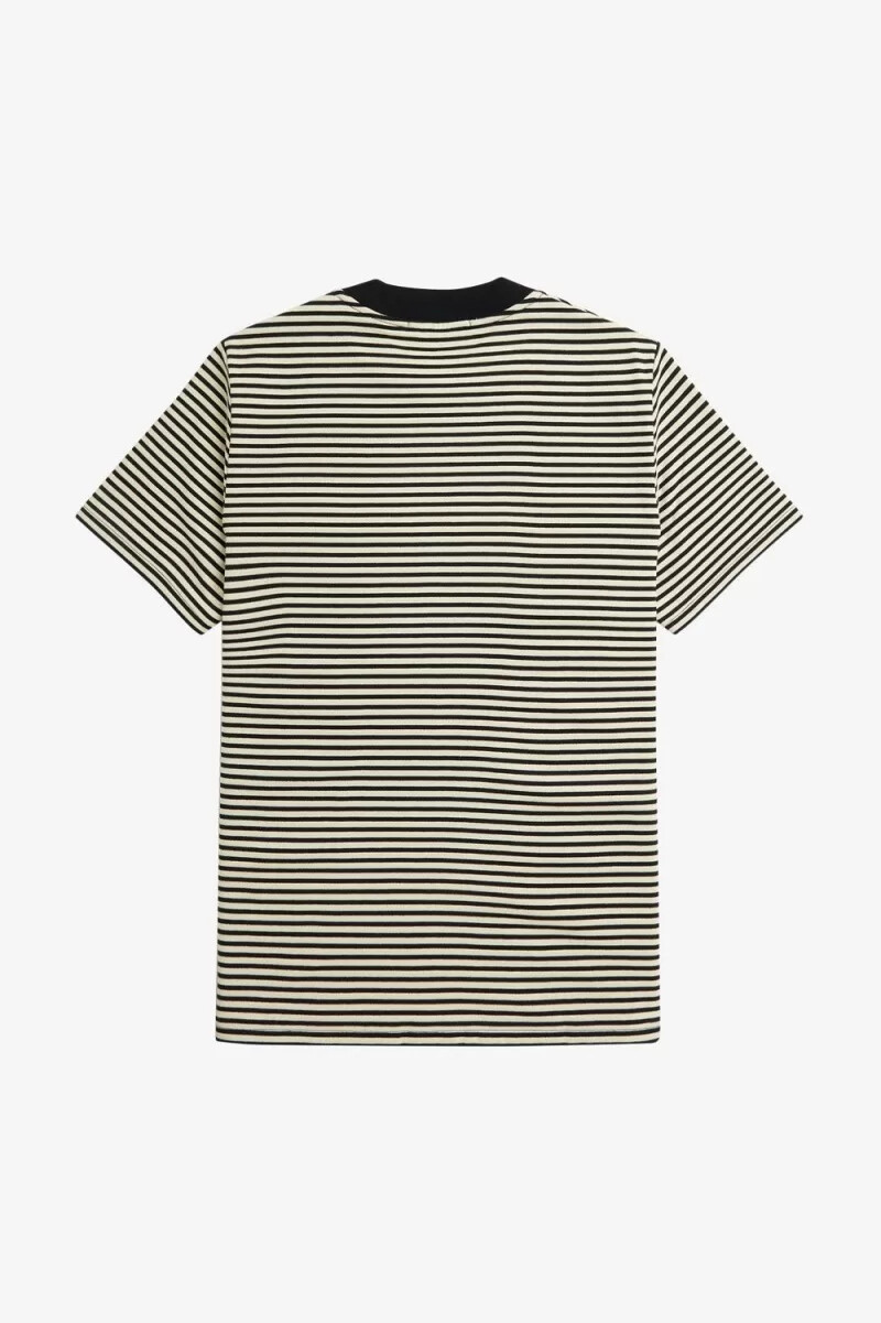camiseta fred perry de rayas finas y peso pesado para hombre color negro avena