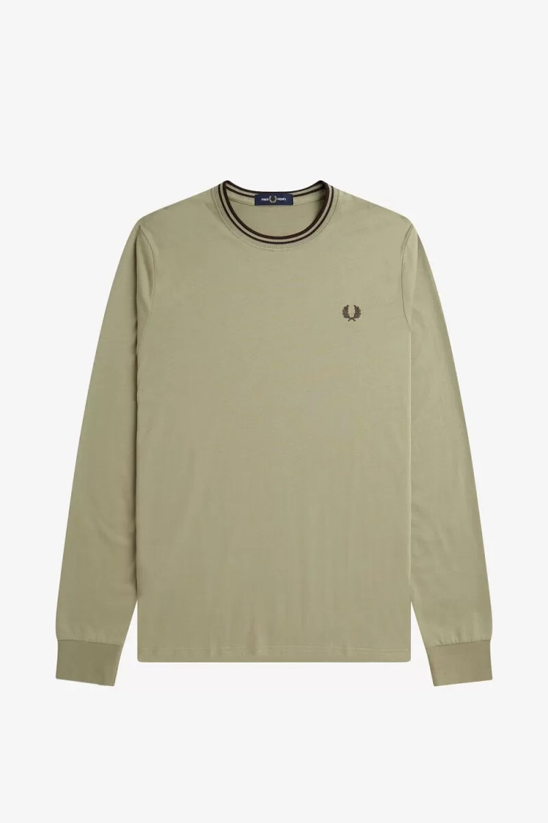 camiseta fred perry twin tipped para hombre gris cálido rojo oscuro