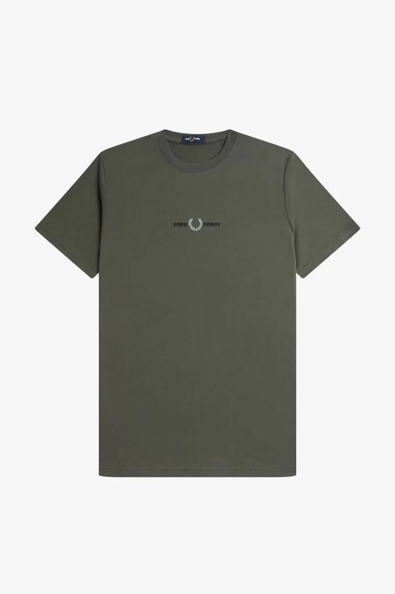 camiseta bordada fred perry para hombre color verde campo