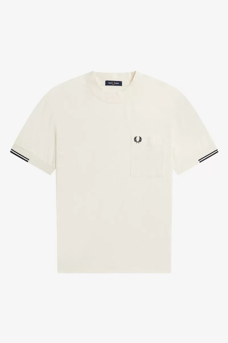 camiseta fred perry con mangas con ribetes para hombre en beige