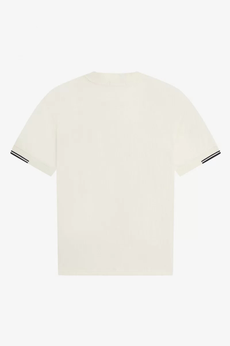 camiseta fred perry con mangas con ribetes para hombre en beige