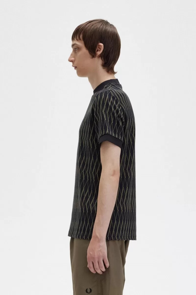camiseta fred perry argyle jacquard para hombre negra