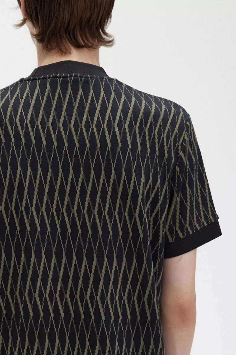 camiseta fred perry argyle jacquard para hombre negra