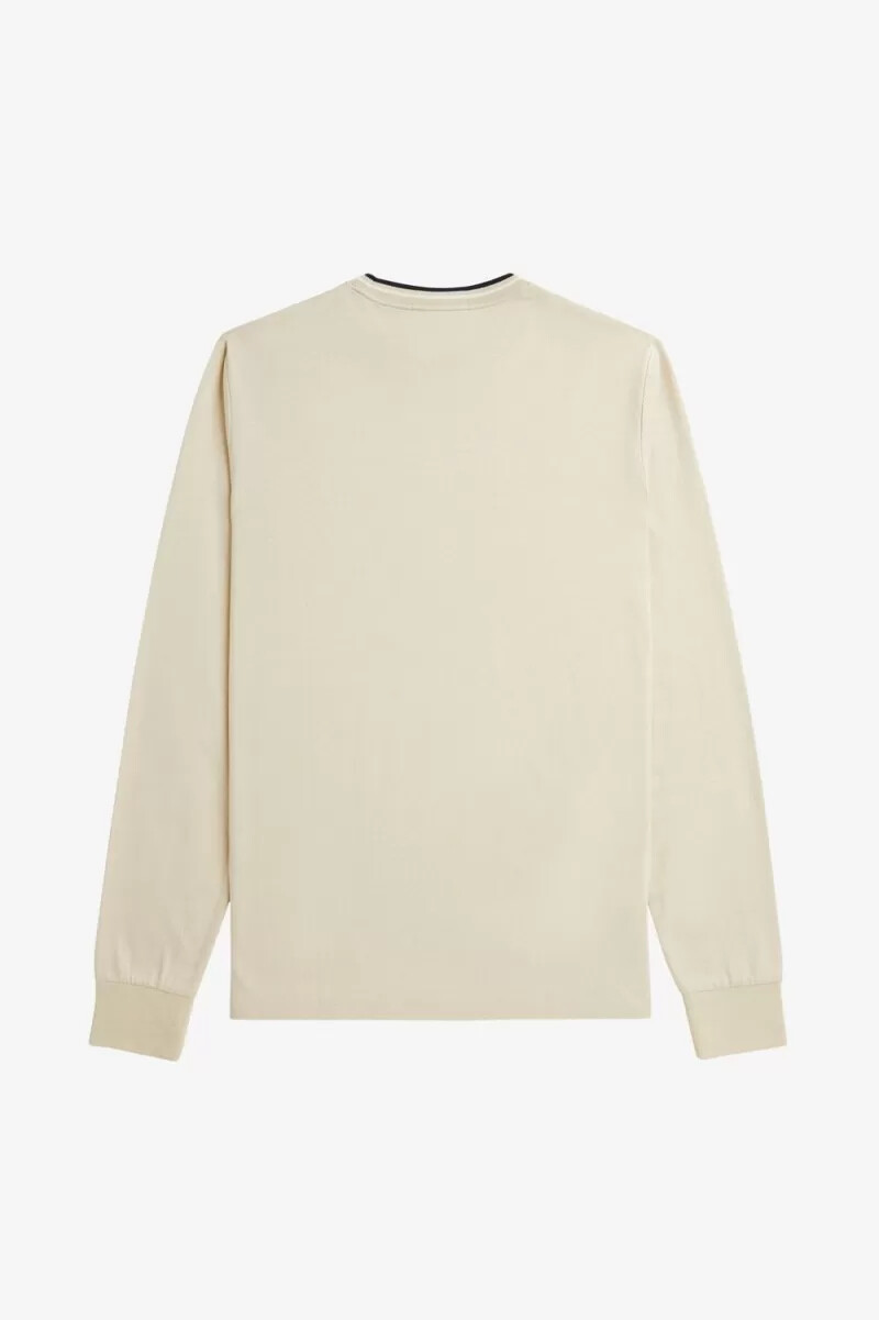 camiseta fred perry twin tipped para hombre color avena beige y negro