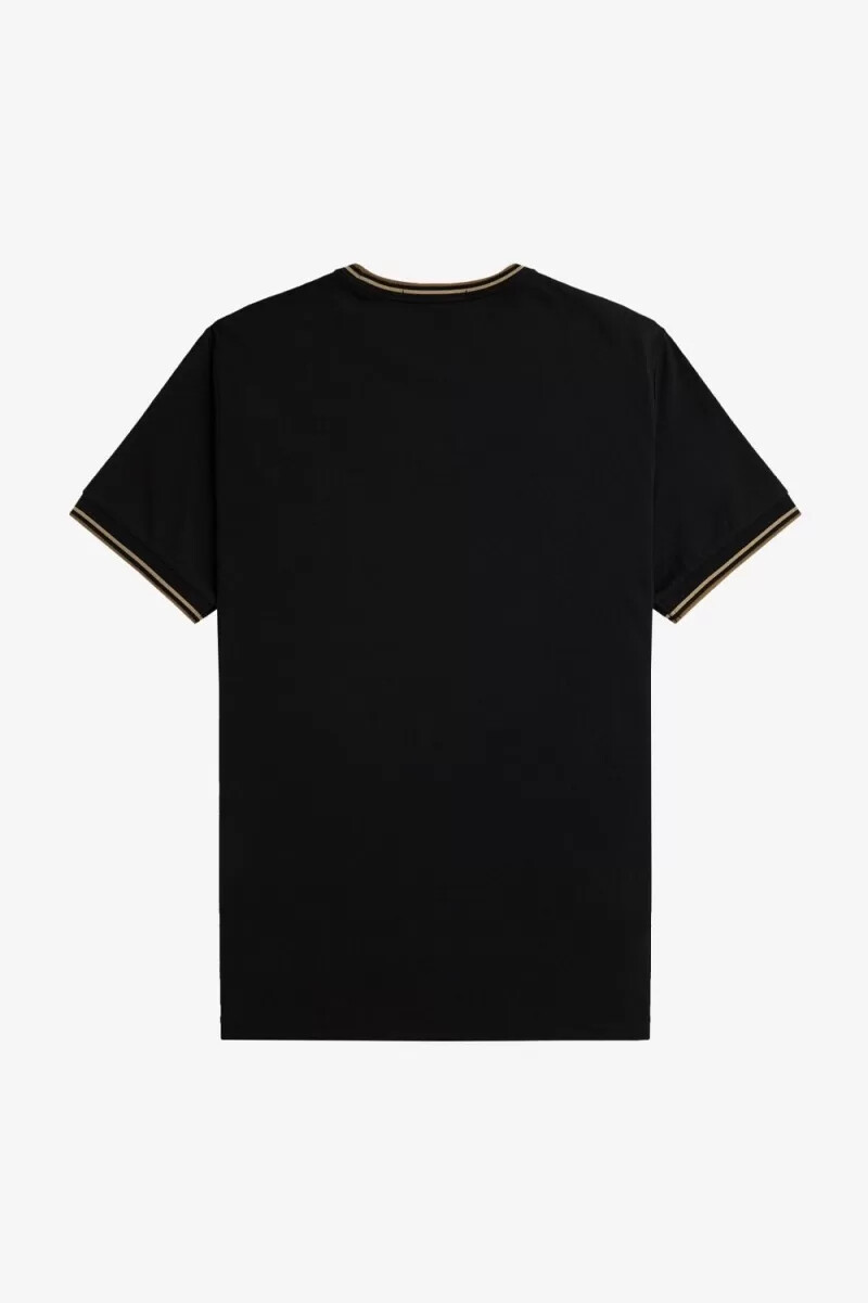 camiseta fred perry twin tipped para hombre negra verde y marrón
