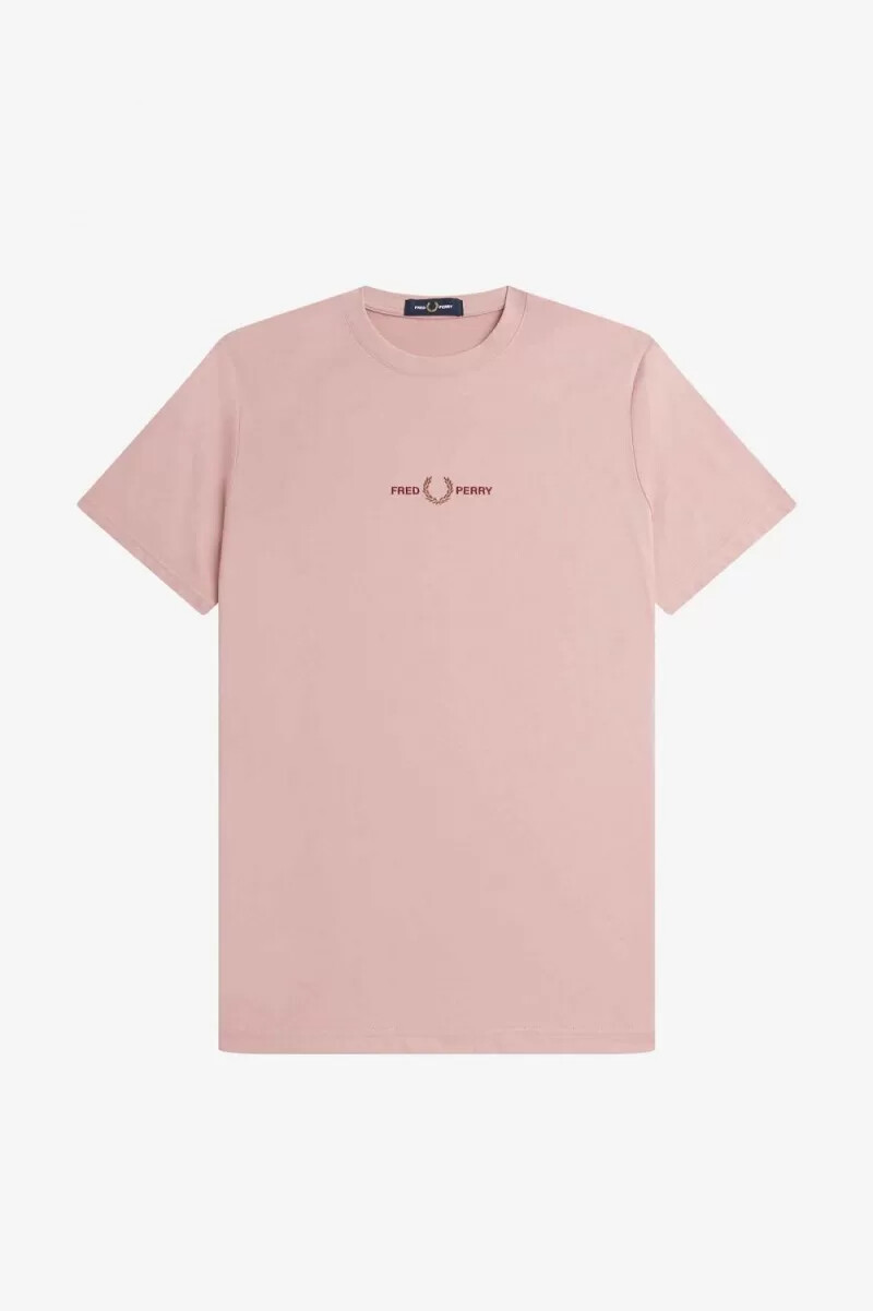 camiseta bordada fred perry para hombre en rosa empolvado