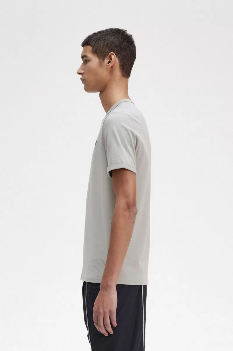 camiseta fred perry ringer para hombre gris