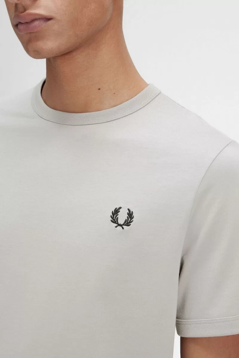 camiseta fred perry ringer para hombre gris