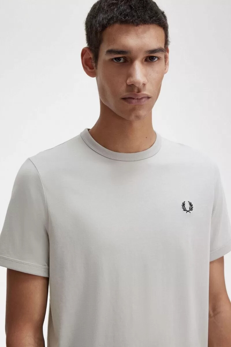 camiseta fred perry ringer para hombre gris
