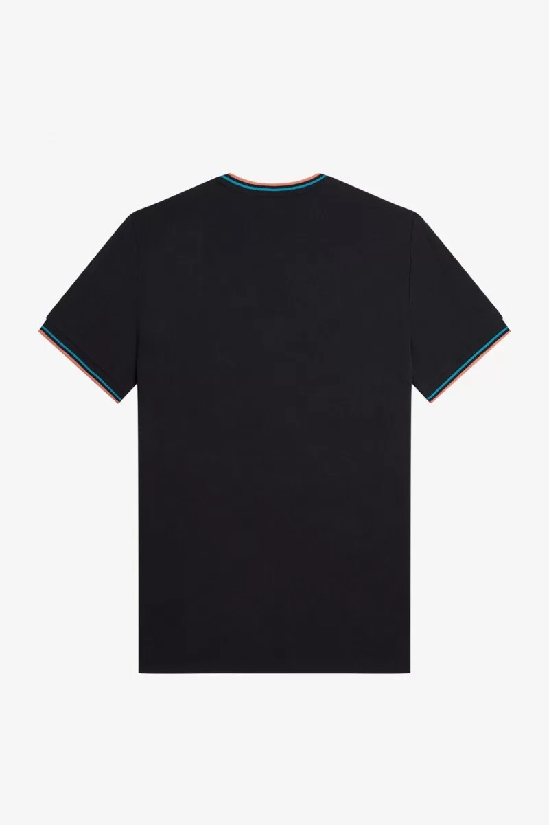 camiseta fred perry twin tipped para hombre color negro azul cibernético óxido claro