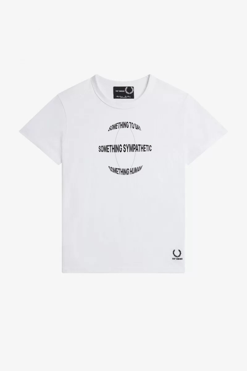 camiseta ajustada estampada fred perry para hombre blanca