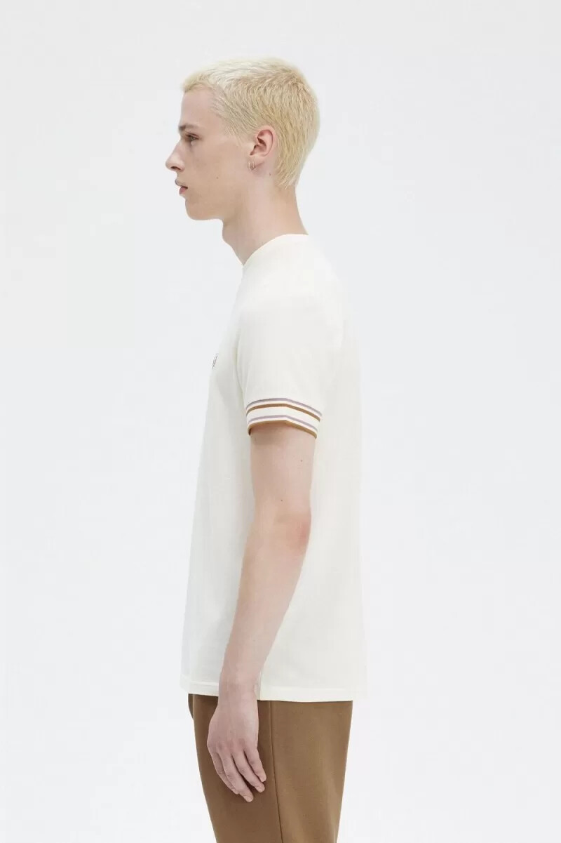 camiseta fred perry bold tipped piqué para hombre beige